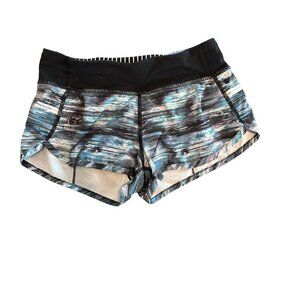Ivivva By Lululemon Girls Athletic Shorts Size 10 Black/Blue Multicolor With Str